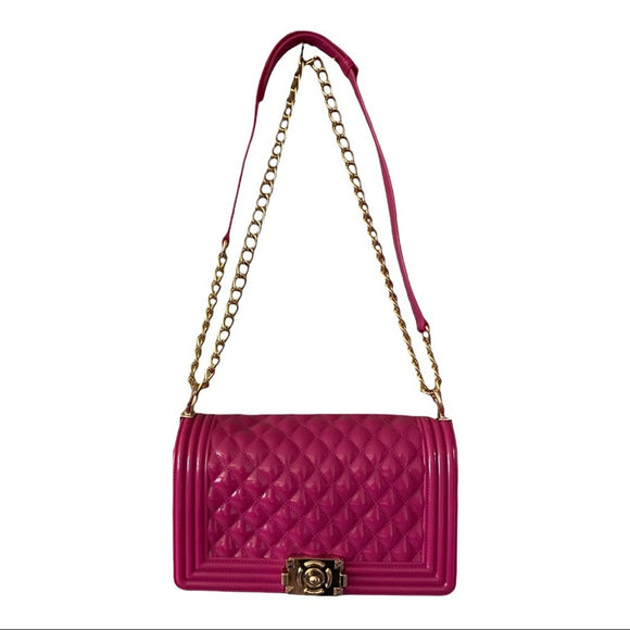 Emperia pink quilted purse front view