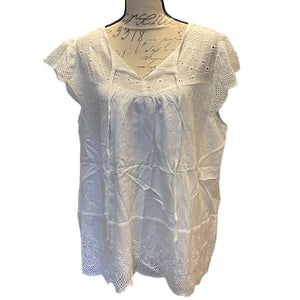 Bloomchic White Lace Eyelet Summer Tassel Shirt Size 14/16