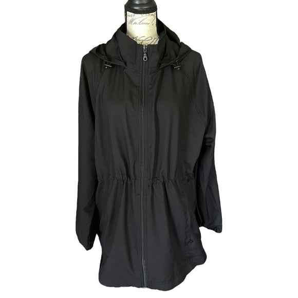 Kirkland Signature Black Cinched Waist Hooded Lightweight Jacket Size XXL