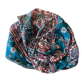 Paisley Turban Hair Wrap With Flower One Size