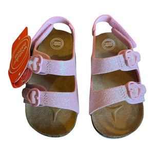 girls pink glitter sandals size 5 new front of shoes