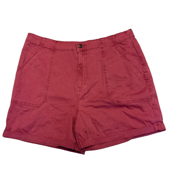 Front of pink utility shorts