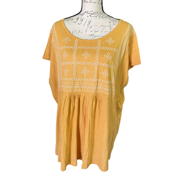 gloria-vanderbilt-yellow-sunflower-babydoll-plus-size-shirt-3x-front