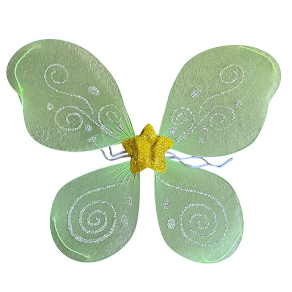 Green fairy glitter wings