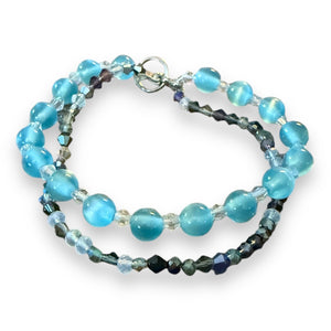 Blue cat eye bracelet view 1