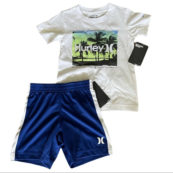 hurley-boys-white-shirt-blue-shorts-set-size-4-front-of-2-piece-set