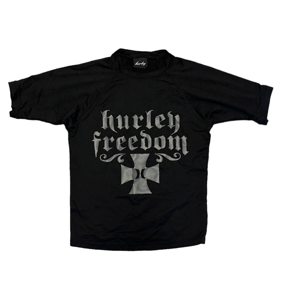 hurley-freedom-girls-black-swim-rash-guard-size-large-front-of-shirt