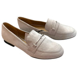 Front side of gray Loft loafer