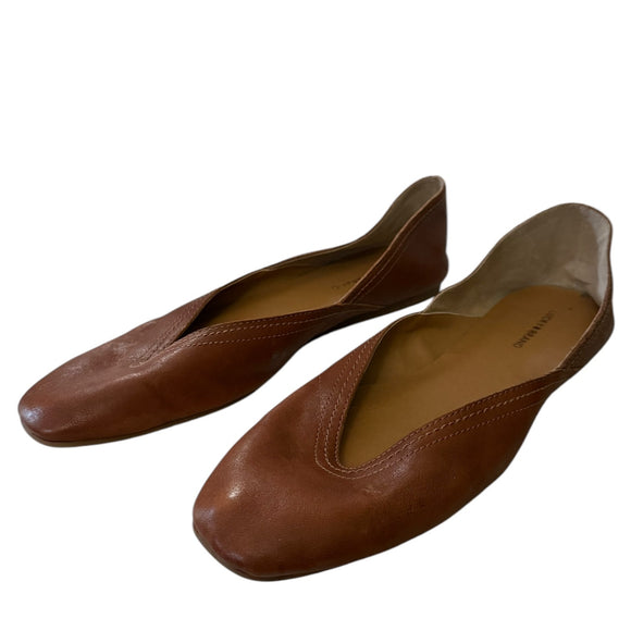 Front side of brown shoes