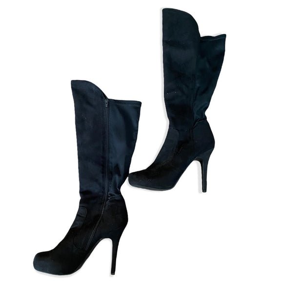 black madeline girl heeled boots front side view