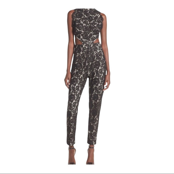 missguided-black-lace-jumpsuit-size-8-front-on-model