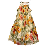 Floral motherhood dress laid out