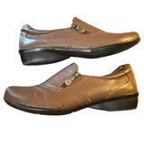 Side view of brown shoes