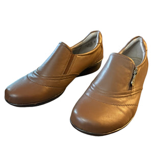 Front side of brown shoes