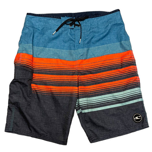 oneill-blue-striped-mens-surf-swim-shorts-size-32-front-of-shorts