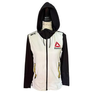 Front of Reebok white black jacket