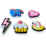 5-shoe-clog-charms-decorations-unicorn-heart-cupcake-side