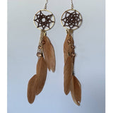 Dream Catcher Feather Brown Earrings NEW