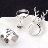 Christmas Holiday Silver 3 Piece Ring Set Size 6/7