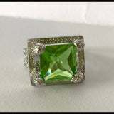 Green Peridot Silver Colored Ring NEW Size 9