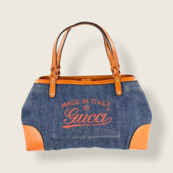 Gucci Denim Leather Hawaii Limited Edition Tote Purse
