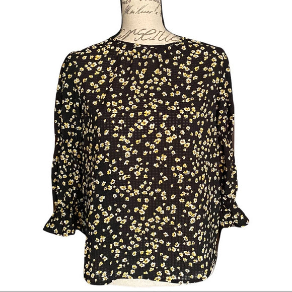 Who What Wear Black & Yellow Shirt Size X-Small
