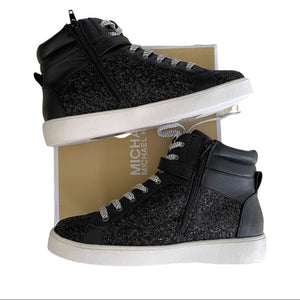 Michael Kors Black Sparkle Ivy Calla High Top Sneakers Size 5