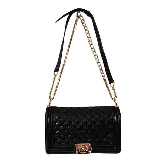 Emperia Black Quilted Flap Jelly Vegan Purse