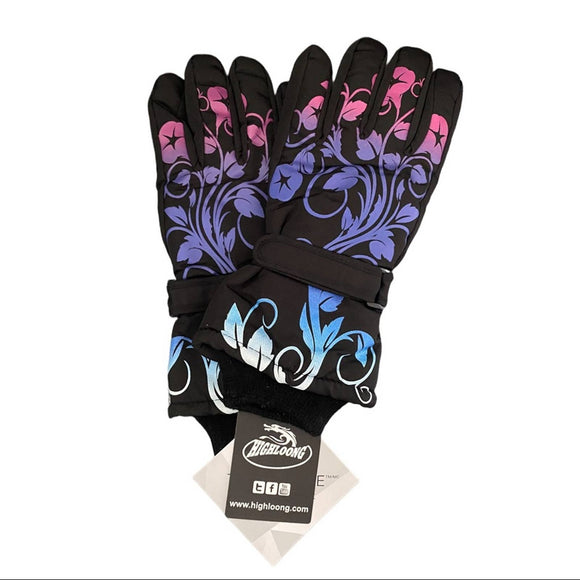 Highloong Insulated Black Colorful Winter Gloves Size XL (13-15)