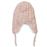 Pink Cotton Toddler Knit Sherpa Lined Hat With Earflaps Small