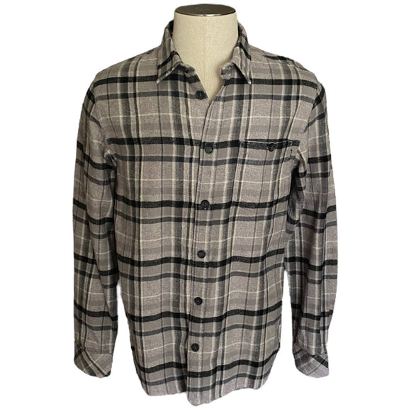 O'Neill Cotton Gray Black Long Sleeve Flannel Size Medium
