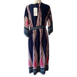 Bloomchic Bandana Split Side Long Geometric Maxi Dress 14/16 NEW