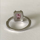 Halo Cushion Cut Pink White Diamond Ring .925 Silver Size 5.5