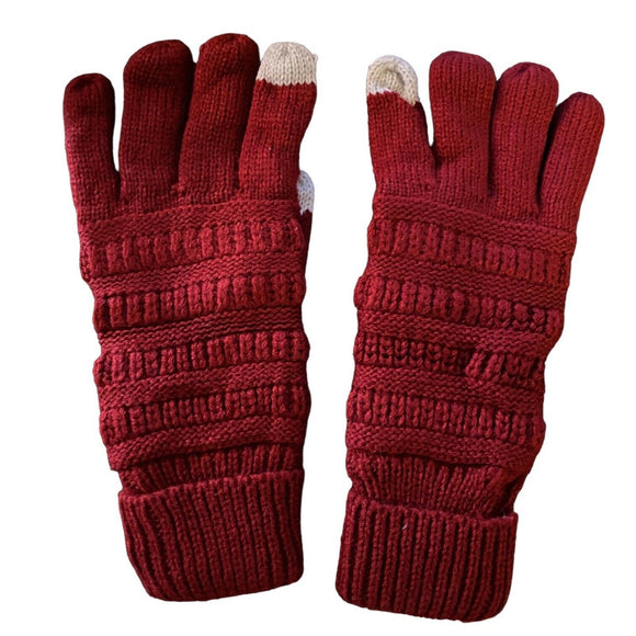 women-red-touch-screen-gloves-one-size-front