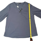 BloomChic Periwinkle Plain Button V Neck Waffle Knit Shirt 14-16
