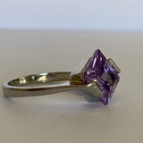 Purple Amethyst Large Stone Silver Ring Size 9