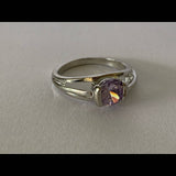 Amethyst Solitaire Light Purple Silver Ring Size 6 NEW