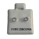 Diamond CZ Faux Silver Stud Earrings