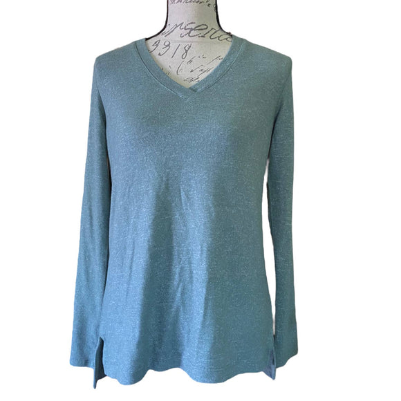 Matty M V-Neck Tunic Heather Sage Long Sleeve Shirt X-Small NEW