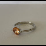 Citrine Orange Colored Solitaire Ring Size 5