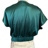 Micas Satin Green Twist Front Shirt Size Large NWT