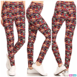 NWT Day Of The Dead Sugar Skulls Leggings One Size