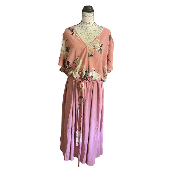 BloomChic Pink Floral Faux Wrap Dress Size 26
