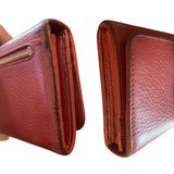 Prada Leather Vitello Phenix Rosso Folding Wallet With Box