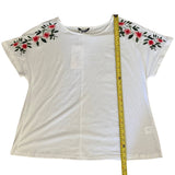 Bloomchic Embroidered White Floral Short Sleeve Top Size 12