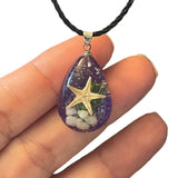 Starfish Purple Acrylic Satin Cord Necklace