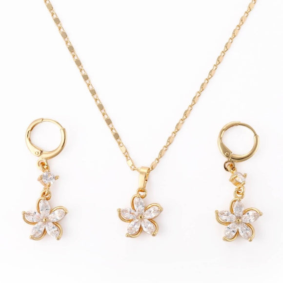 Diamond Necklace & Earring Set 4 Piece Set NEW
