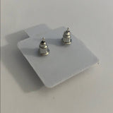 Diamond CZ Faux Silver Stud Earrings
