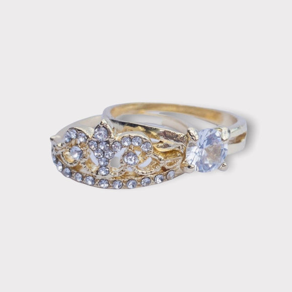 Princess Crown & Solitaire Faux Diamond Ring Size 9