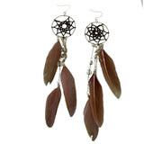 Dream Catcher Feather Brown Earrings NEW